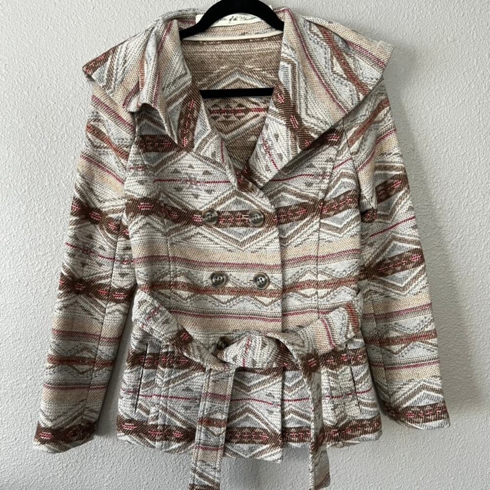 Daughters Of The Liberation Aztec Southwestern Double Breasted Womens Peacoat XS